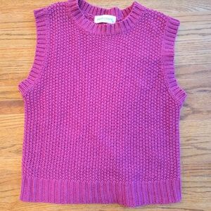 The Pants Store 100% Cotton Magenta Sleeveless Sweater Vest Fushia Pink Blouse